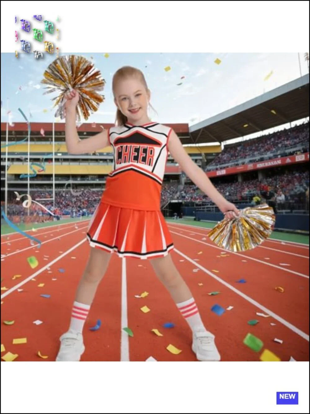 Girls Cheerleader Costume Kids Cheerleading Uniform Halloween Set